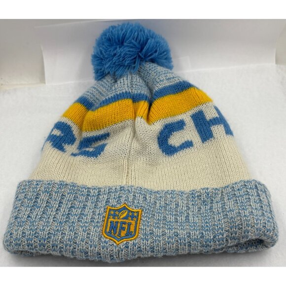 NFL New Era Los Angeles Chargers Knit Beanie Pom Hat Blue Yellow Winter Cap - Picture 2 of 8